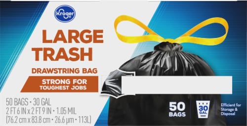 Kroger® Large Drawstring 30 Gallon Trash Bags Perspective: top