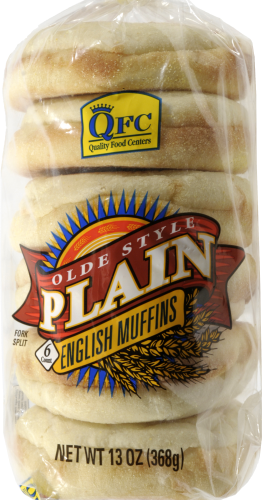 Quality Food Centers Plain English Muffins Perspective: top