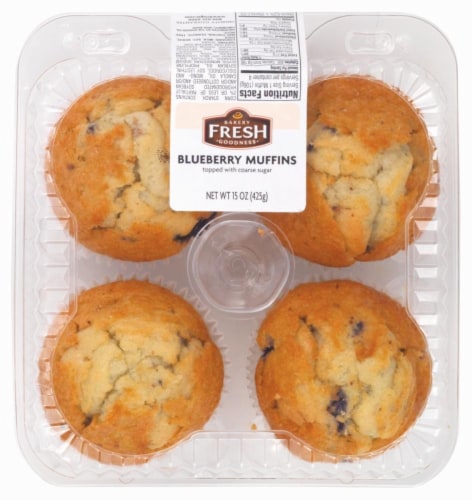 Bakery Fresh Goodness Blueberry Muffins Perspective: top