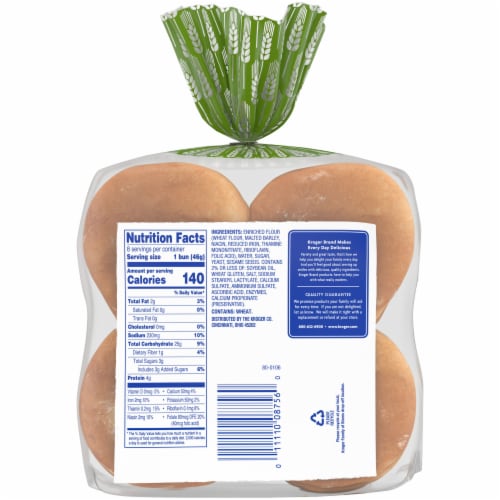 Kroger® Enriched Sesame Hamburger Buns Perspective: top