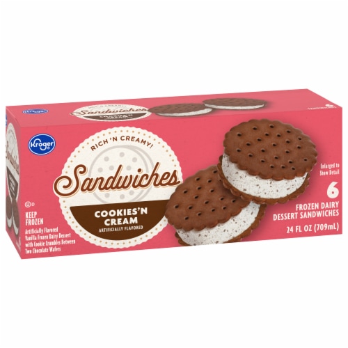 Kroger® Big Wheels Cookies and Cream Frozen Dairy Dessert Sandwiches Perspective: top