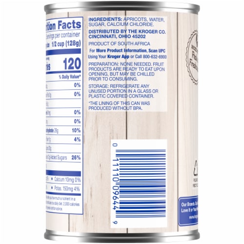 Kroger® Canned Peeled Apricots Halves in Heavy Syrup Perspective: top