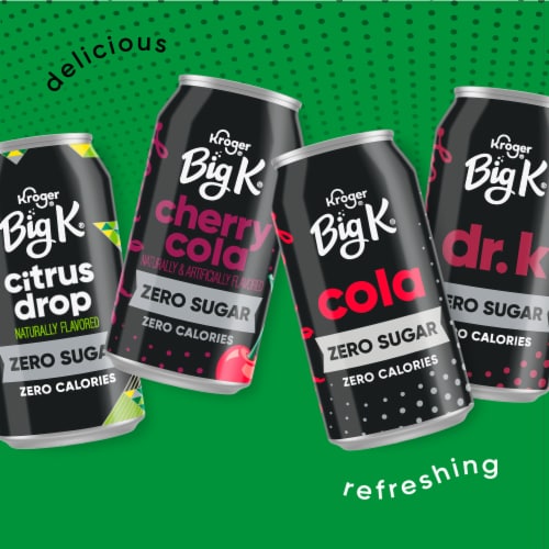 Big K®Lemon Lime Caffeine Free Zero Sugar Soda Cans Perspective: top