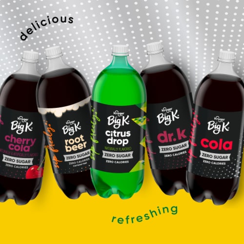 Big K® Lemon Lime Zero Sugar Caffeine Free Soda Bottle Perspective: top