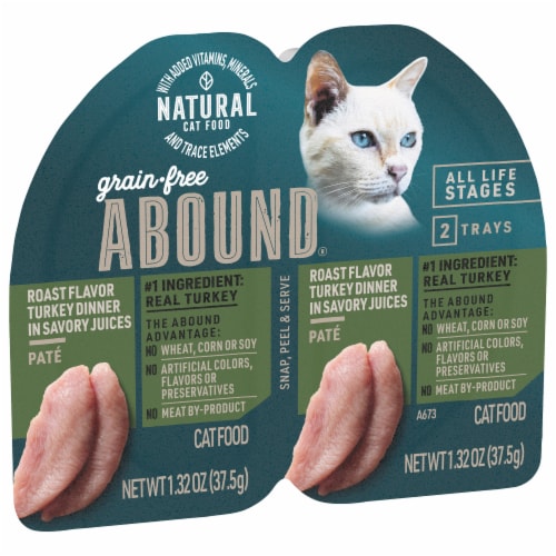 ABOUND Grain Free All Life Stages Wet Cat Food Roast Turkey Dinner Pate Cups 2 ct 1.3 oz Gerbes Super Markets