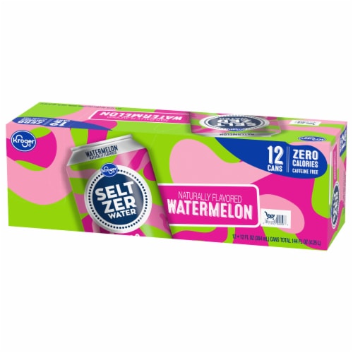 Kroger® Watermelon Flavored Seltzer Water Cans Perspective: top