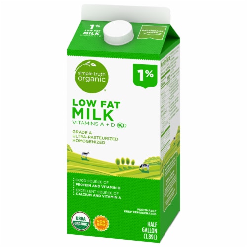 Simple Truth Organic® 1% Lowfat Milk Half Gallon Perspective: top