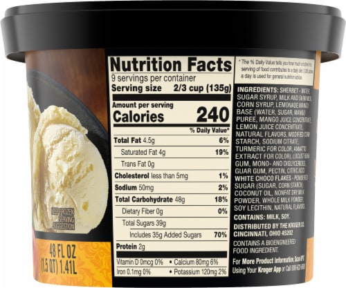 Private Selection® Mango Lemonade with White Chocolatey Flakes Sherbet Perspective: top