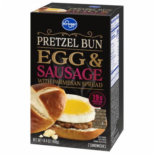 Kroger® Sausage and Egg Pretzel Bun Breakfast Sandwich Perspective: top