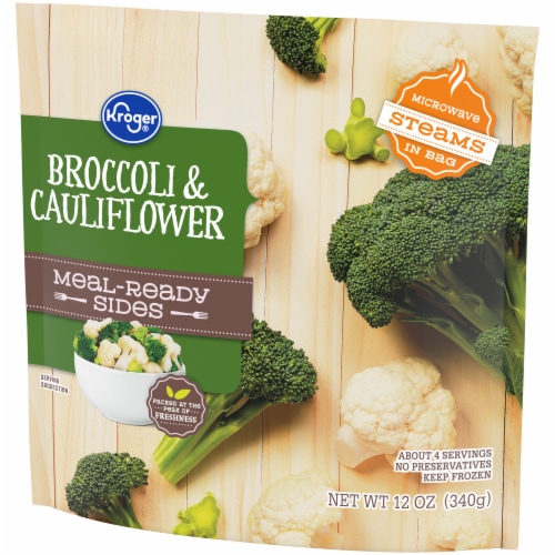 Kroger® Meal Ready Sides Frozen Vegetables Broccoli & Cauliflower Perspective: top