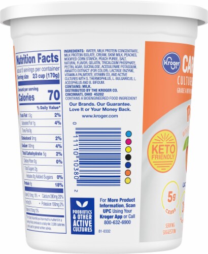 Kroger® CARBmaster® Peach Lactose Free Yogurt Tub Perspective: top