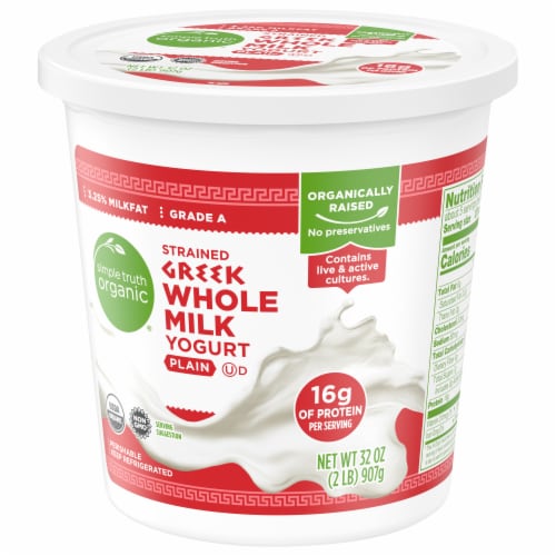 Simple Truth Organic® Plain Whole Milk Greek Yogurt Tub Perspective: top