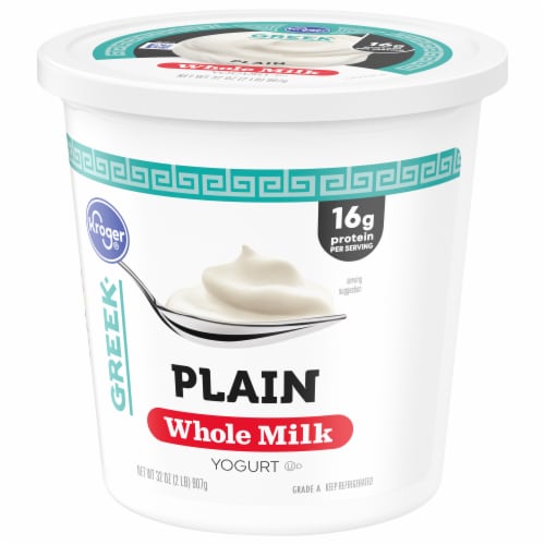 Kroger Plain Whole Milk Greek Yogurt Tub Perspective: top
