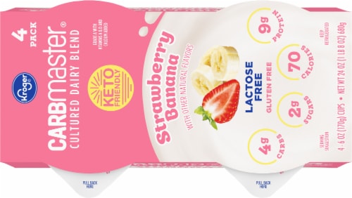 Kroger Carbmaster Strawberry Banana Low Fat Yogurt Cups Perspective: top