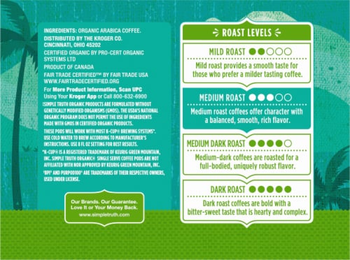 Simple Truth Organic® 100% Colombian Medium Roast Coffee Pods Perspective: top