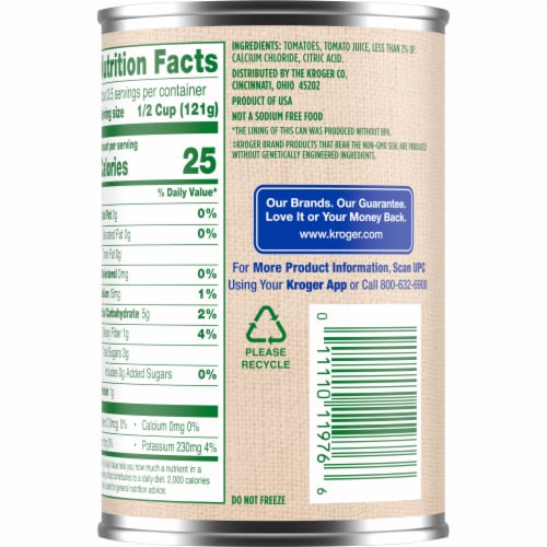 Kroger® No Salt Added Diced Petite Tomatoes Perspective: top