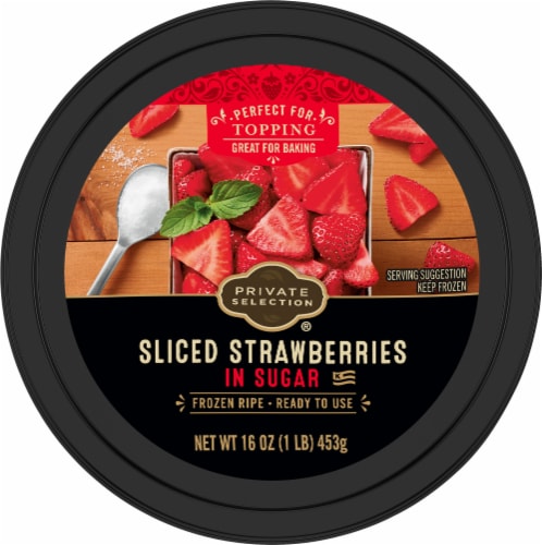 Private Selection Frozen Sliced Strawberries in Sugar Perspective: top