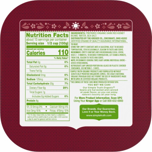 Simple Truth Organic™ Dark Red Kidney Beans 4CT Perspective: top