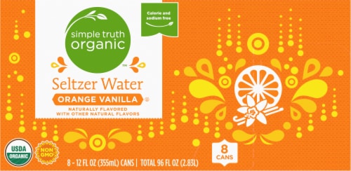 Simple Truth Organic™ Orange Vanilla Seltzer Water Cans Perspective: top
