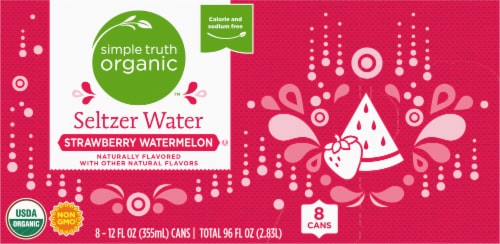Simple Truth Organic™ Strawberry Watermelon Seltzer Water Cans Perspective: top