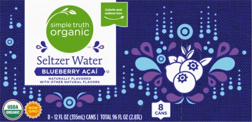 Simple Truth Organic™ Blueberry Acai Seltzer Water Cans Perspective: top