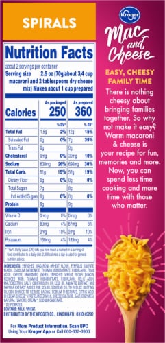 Kroger® Spiral Macaroni and Cheese Perspective: top