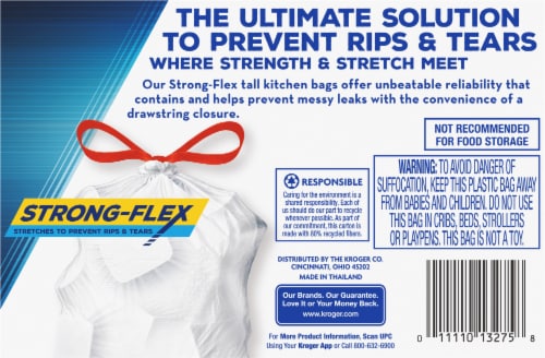 Kroger® Strong-Flex Unscented Tall Kitchen 13 Gallon Drawstring Bags Perspective: top