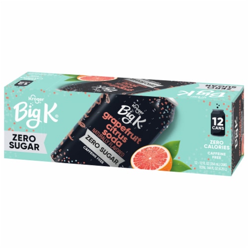 Big K® Grapefruit Citrus Zero Sugar Caffeine Free Soda Cans Perspective: top
