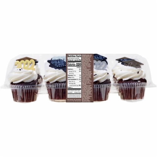 Bakery Fresh Goodness Graduation Buttercream Icing Chocolate Cupcakes Perspective: top
