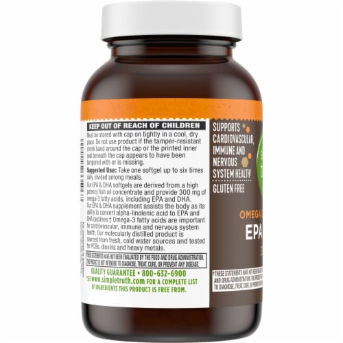 Simple Truth® Omega 3 Fatty Acids EPA & DHA Softgels 300mg Perspective: top