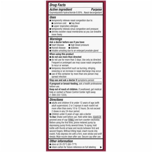 Kroger® Nasal Decongestant No Drip Nasal Spray Oxymetazoline HCl Perspective: top