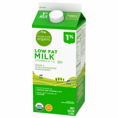 Simple Truth Organic® 1% Lowfat Milk Half Gallon Perspective: top