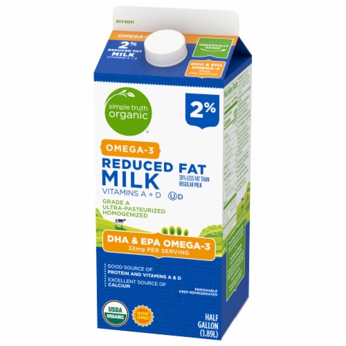 Simple Truth Organic® 2% Reduced Fat Milk with DHA Omega-3 Half Gallon Perspective: top