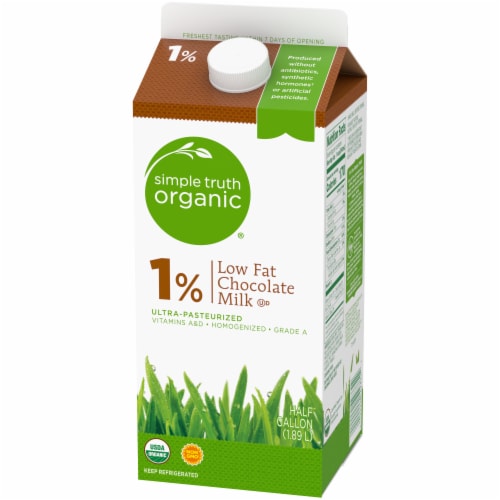 Simple Truth Organic® 1% Low Fat Chocolate Milk Half Gallon Perspective: top
