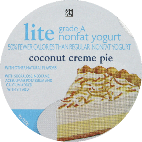Kroger® Lite Coconut Cream Pie Yogurt Perspective: top