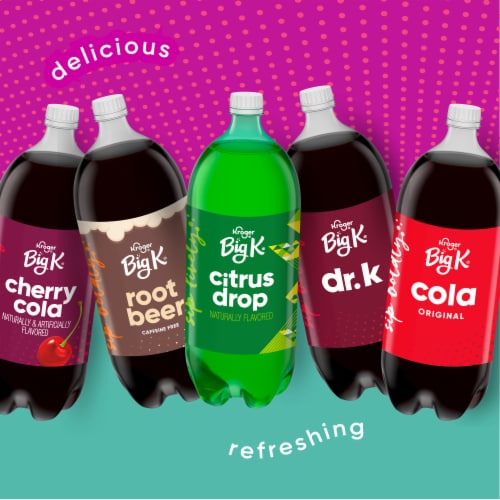 Big K® Fruit Punch Caffeine Free Soda Bottle Perspective: top
