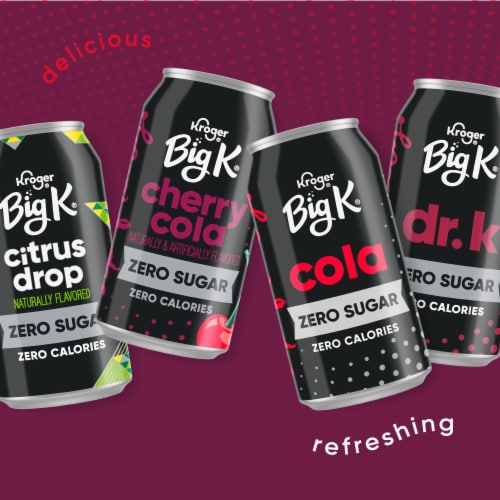 Big K® Cherry Cola Soda Cans Perspective: top
