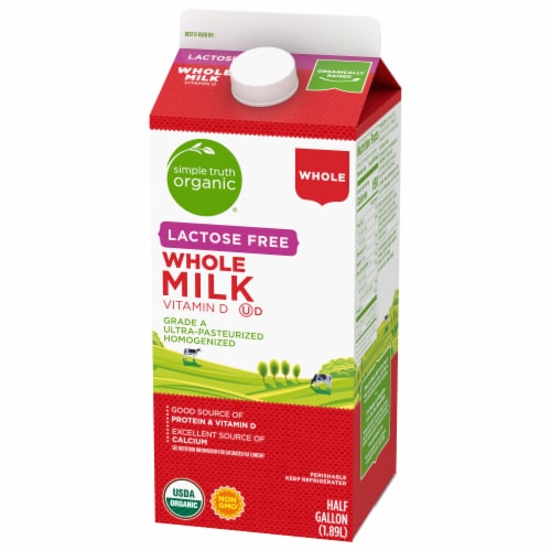 Simple Truth Organic® Lactose Free Vitamin D Whole Milk Half Gallon Perspective: top