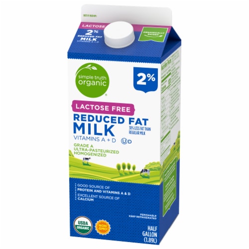 Simple Truth Organic® Lactose Free 2% Reduced Fat Milk Half Gallon Perspective: top