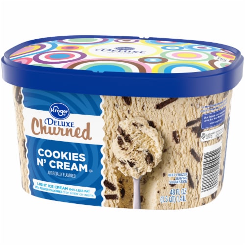 Kroger® Deluxe Churned Cookies and Cream Light Ice Cream Tub Perspective: top