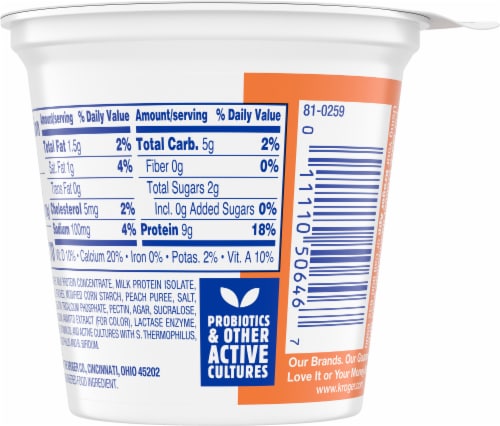 Kroger Carbmaster Peach Lowfat Yogurt Cup Perspective: top