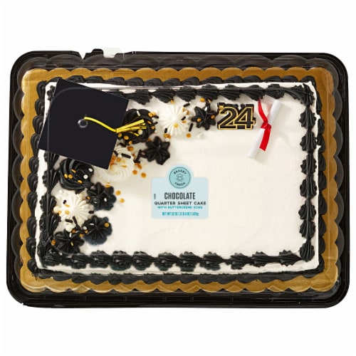 Bakery Fresh Graduation Chocolate Quarter Sheet Cake Perspective: top