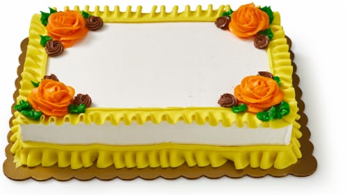 Bakery White Sheet Cake with Buttercream Icing Perspective: top