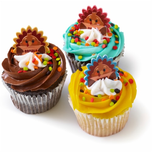 Variety Cupcakes with Buttercream Icing Perspective: top