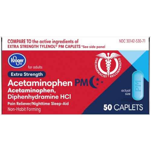 Kroger® Extra Strength Acetaminophen PM Caplets Perspective: top