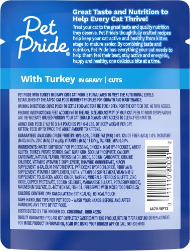 Pet Pride® All Life Stages Wet Cat Food Turkey in Gravy Cuts Perspective: top
