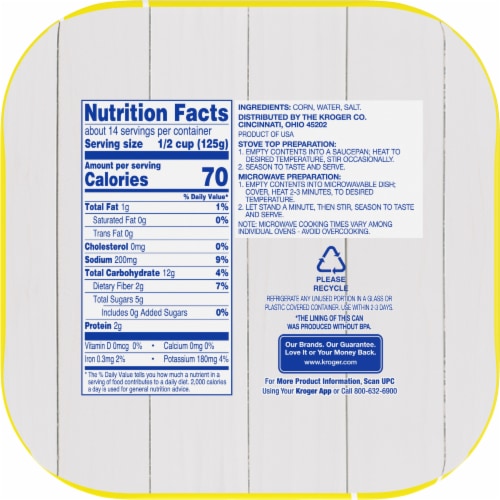 Kroger® Supersweet Whole Kernel Canned Golden Corn Perspective: top