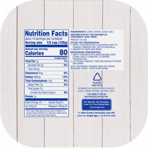 Kroger® Sweet Whole Kernel Canned Golden Corn BIG Deal! Perspective: top