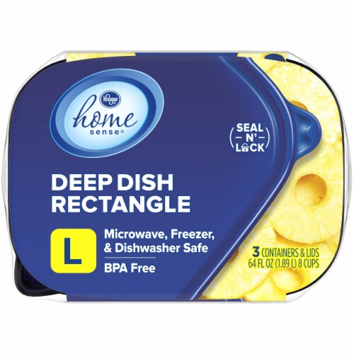 Kroger Home Sense Rectangle BPA-Free Plastic Snap Seal Food Storage Container - 3 pack Perspective: top