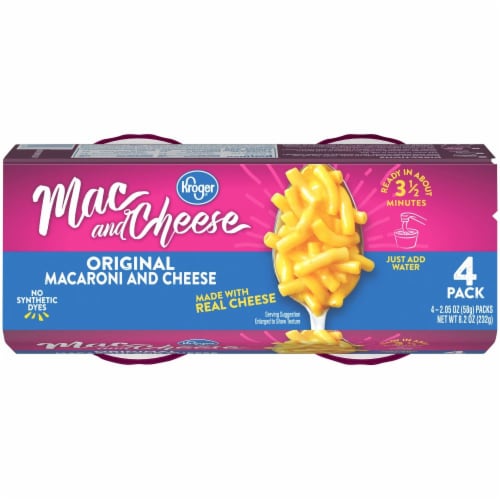 Kroger® Original Macaroni & Cheese Cups (4) 2.05 oz Package Perspective: top